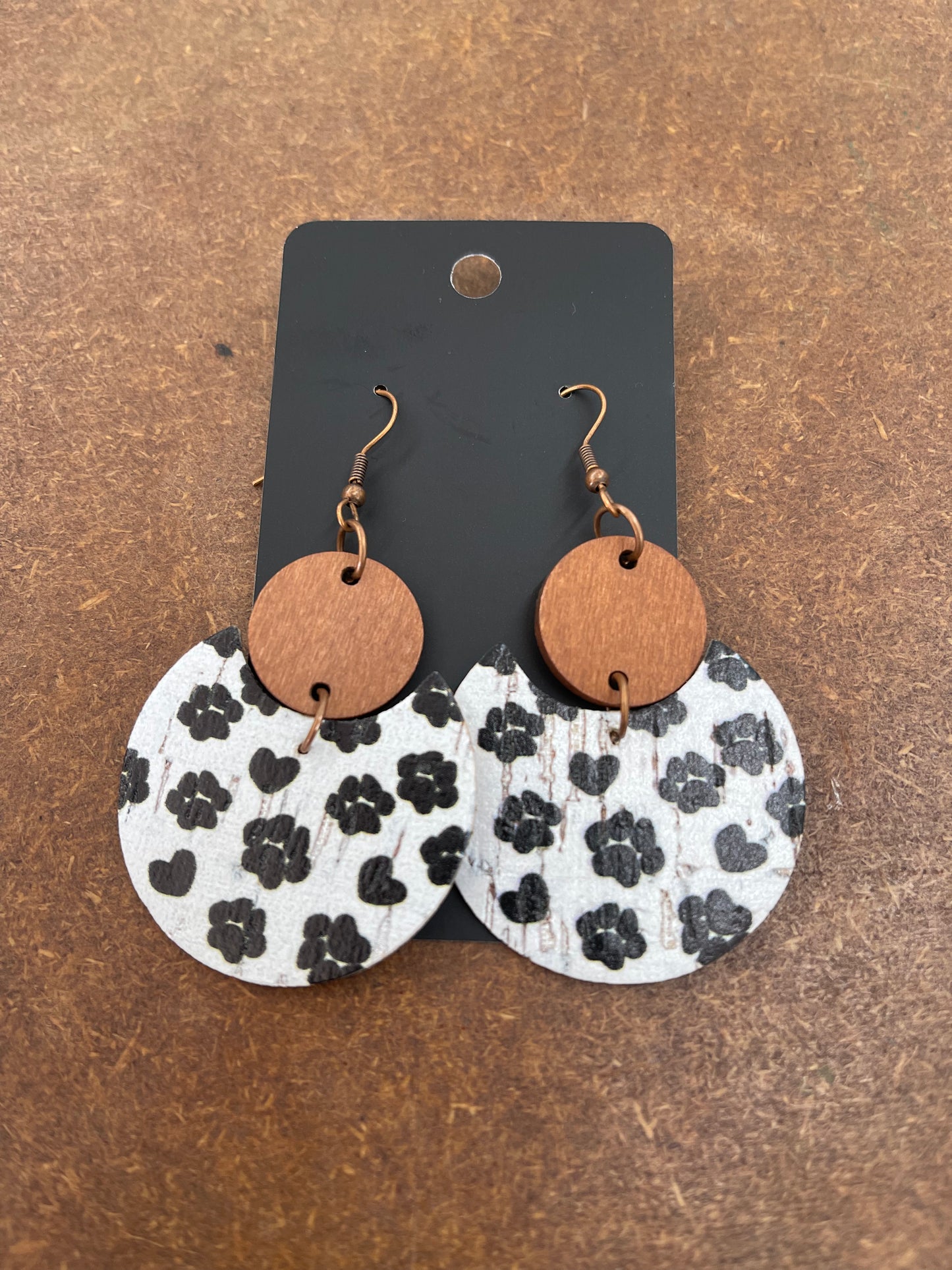 Wood Paw Print Earrings