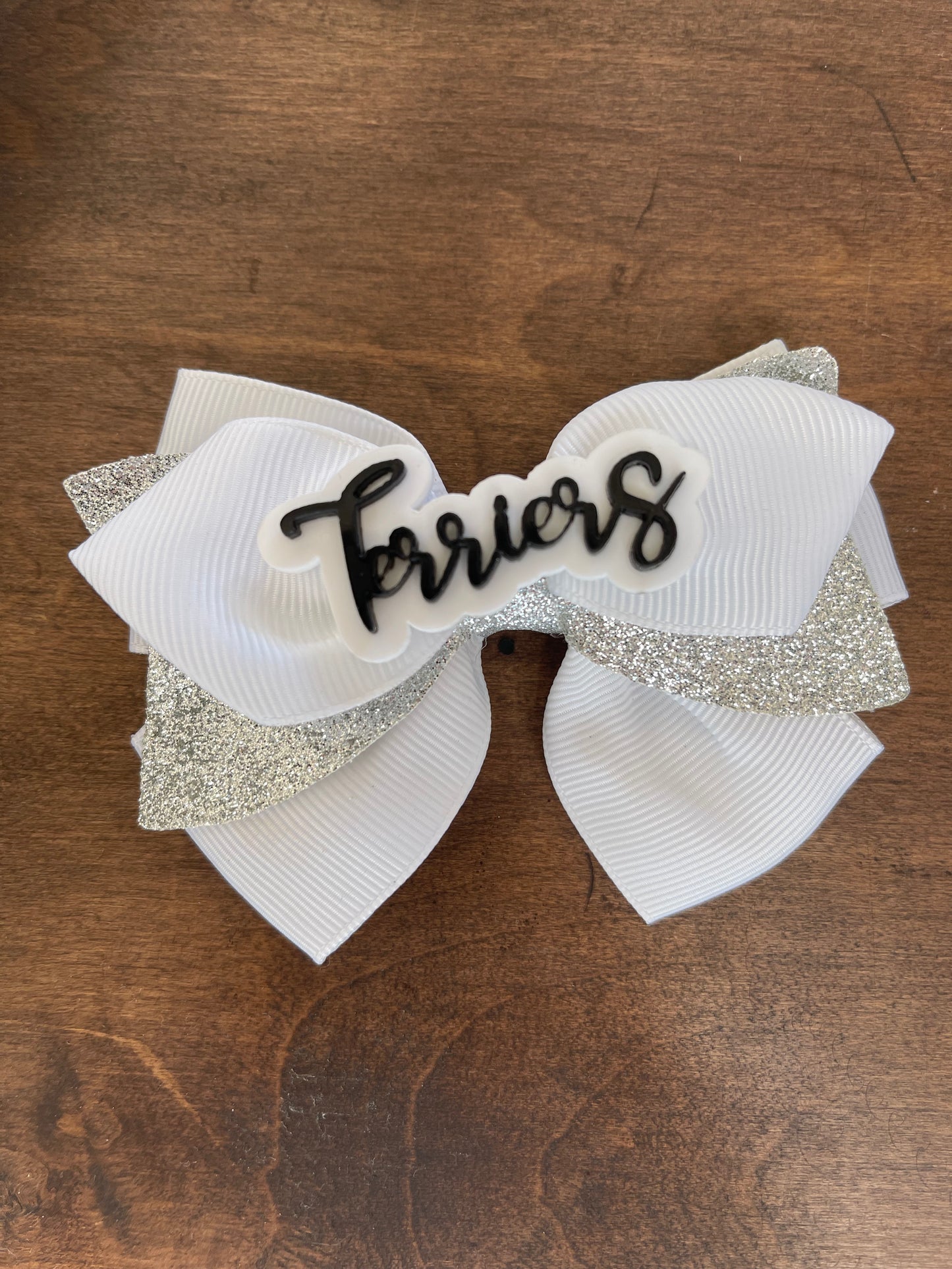 Silver and White Bow