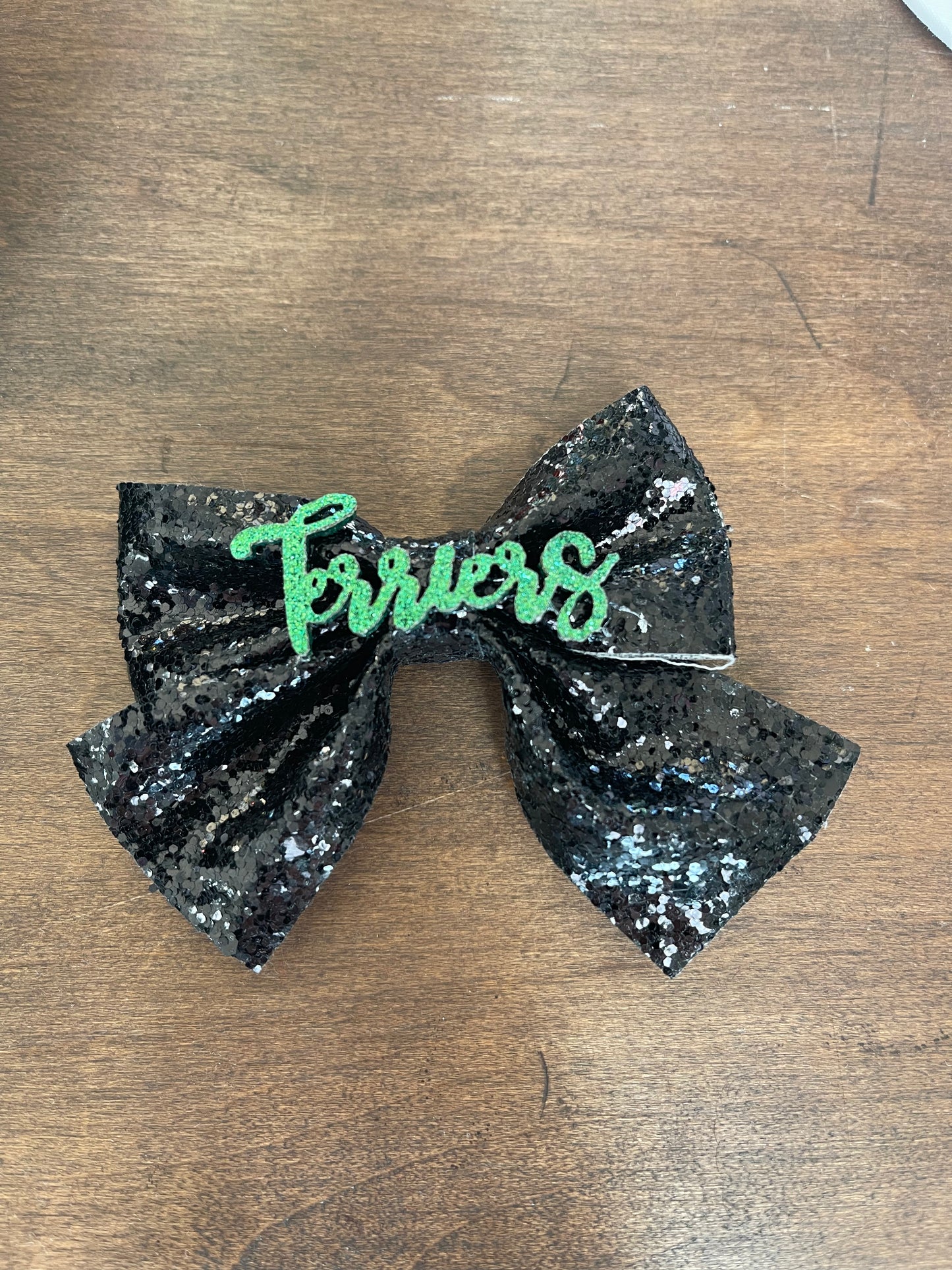 Black Glitter Terrier Bow