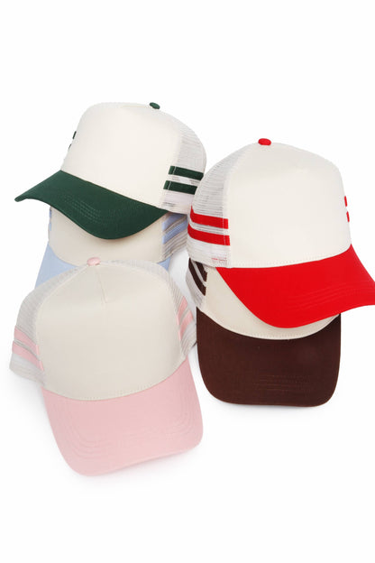 Retro Stripe Mesh Trucker Cap