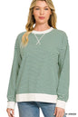 Striped Rib Banded Pullover