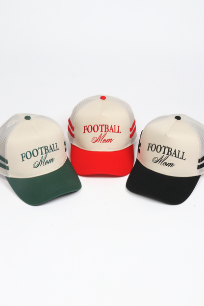 FOOTBALL MOM Embroidered Two Tone Side Stripe Mesh back Cap