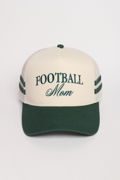 FOOTBALL MOM Embroidered Two Tone Side Stripe Mesh back Cap
