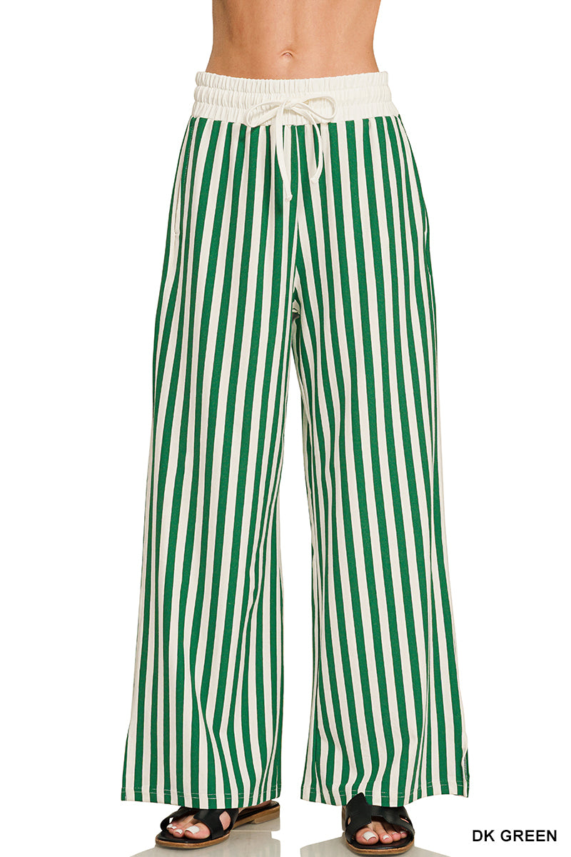 Vertical striped wide leg pants