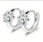 Silver Paw Hoops