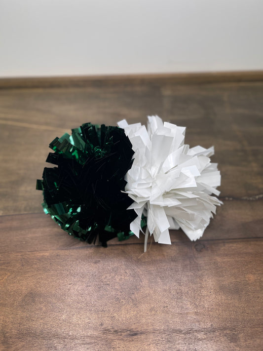 Mini Green & White Poms