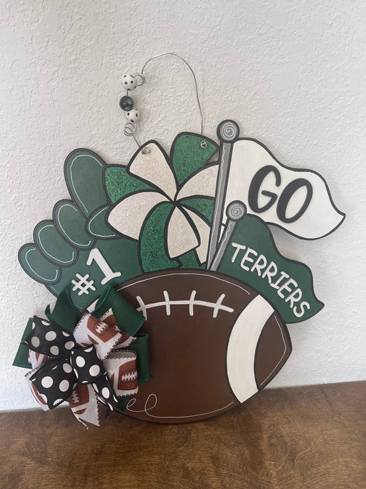 Football with Flags Door Hanger
