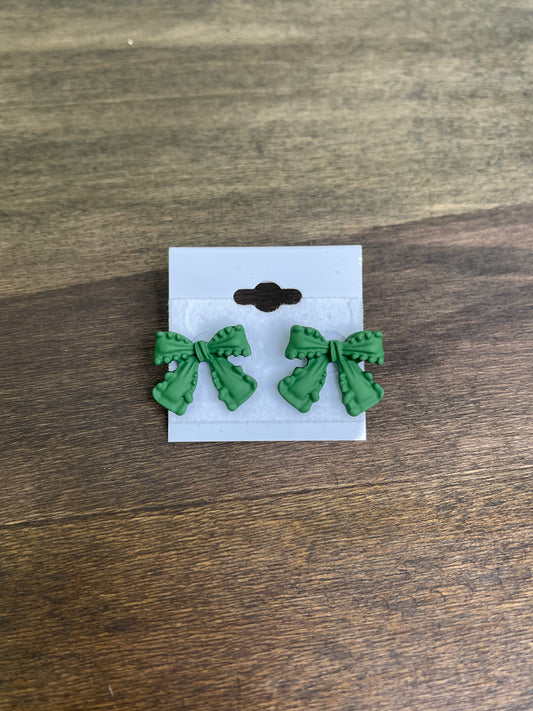 Green Bow Earrings