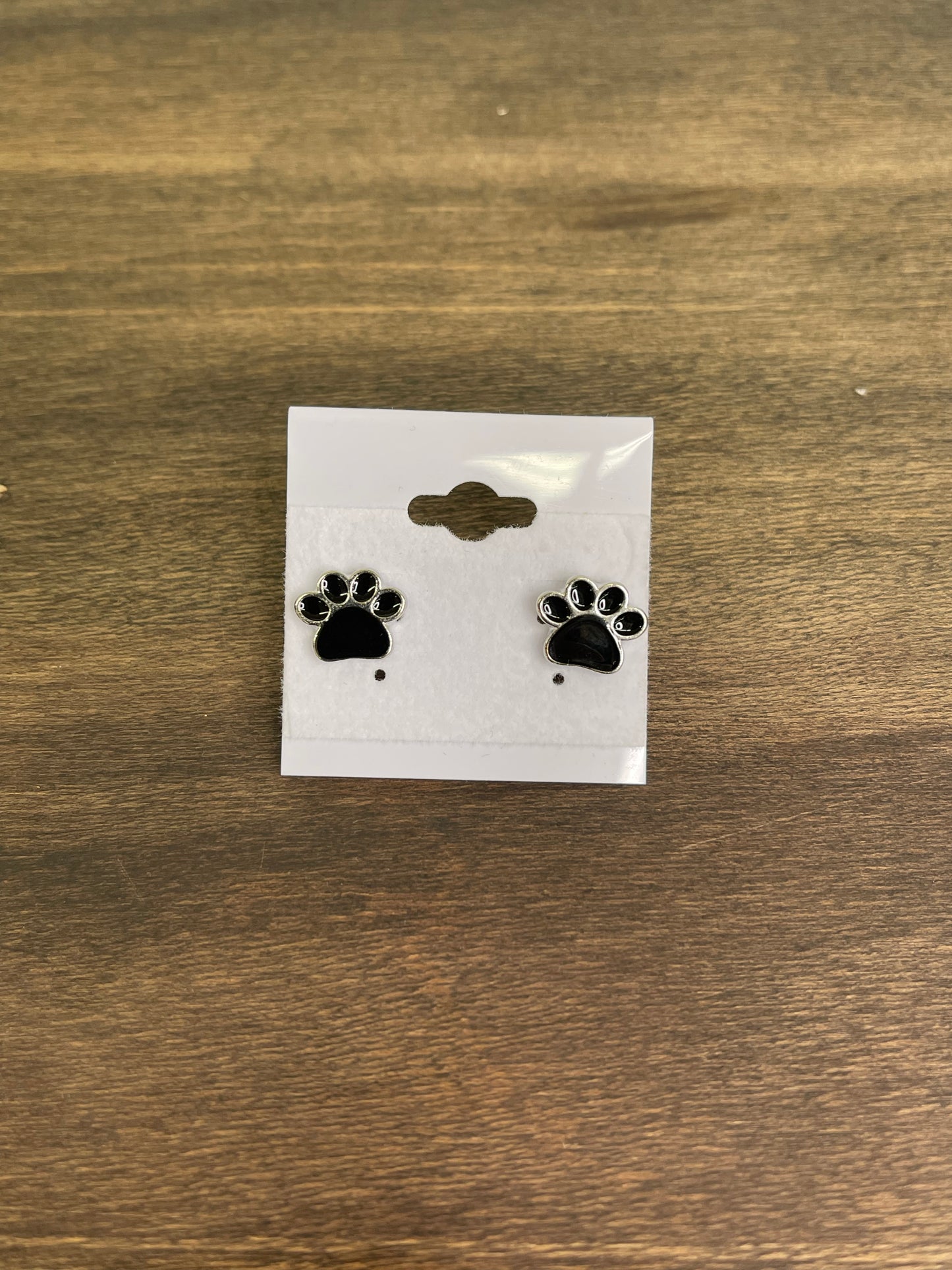 Black Paw Stud Earrings