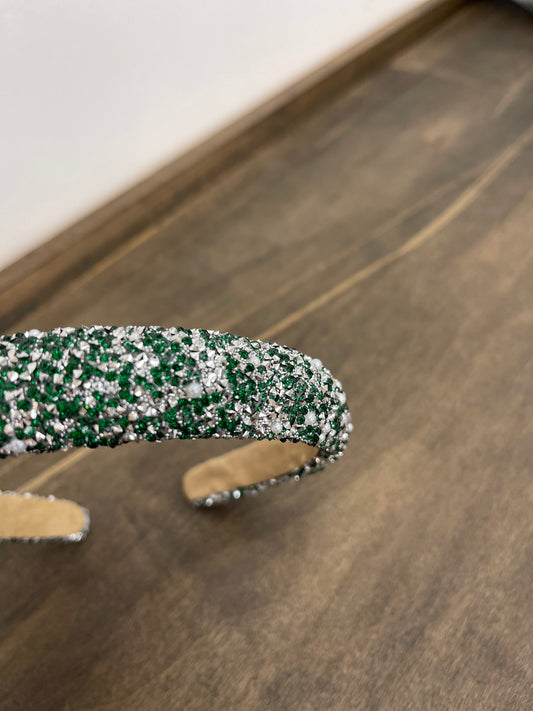 Green Sequin & Pearl Headband