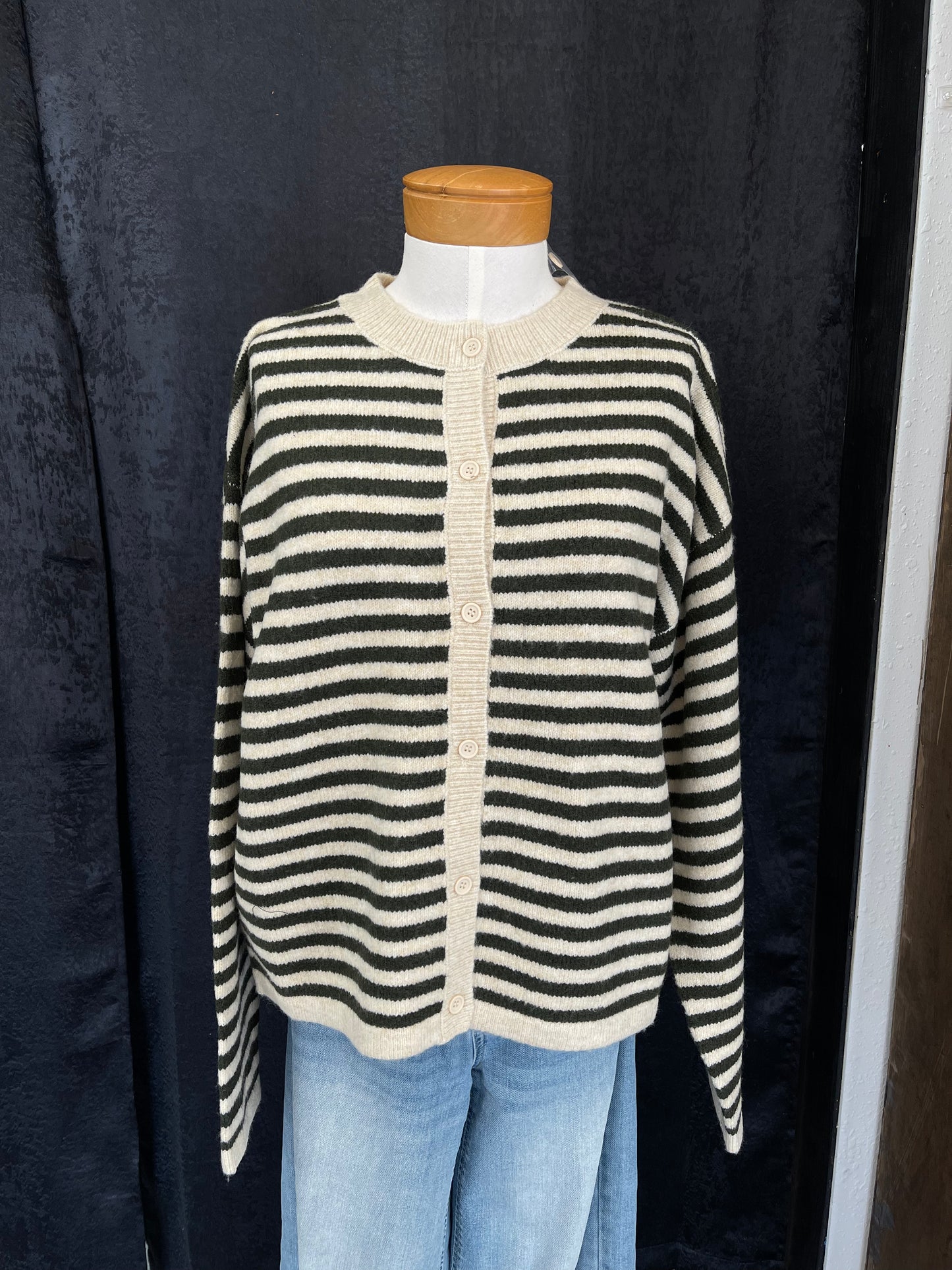 Striped Button Down Cardigan