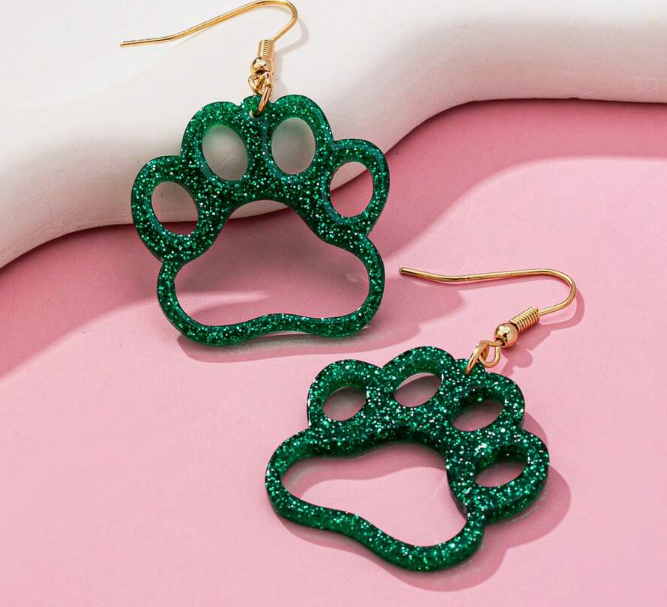 Glitter Acrylic Paw Earrings