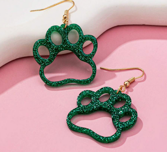 Glitter Acrylic Paw Earrings