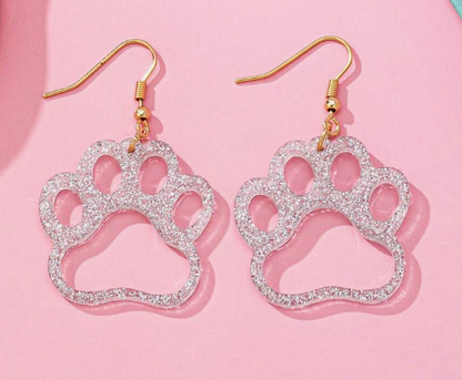 Glitter Acrylic Paw Earrings