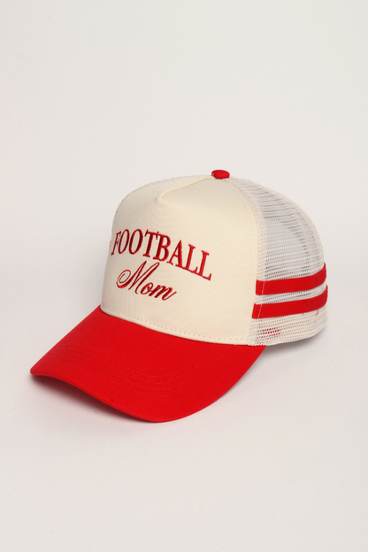 FOOTBALL MOM Embroidered Two Tone Side Stripe Mesh back Cap