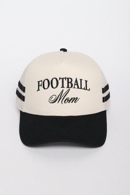 FOOTBALL MOM Embroidered Two Tone Side Stripe Mesh back Cap