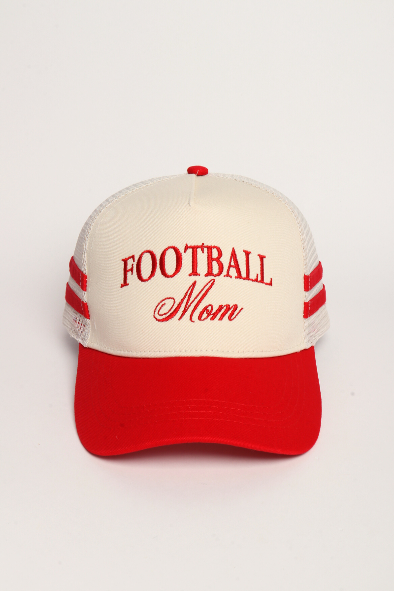 FOOTBALL MOM Embroidered Two Tone Side Stripe Mesh back Cap