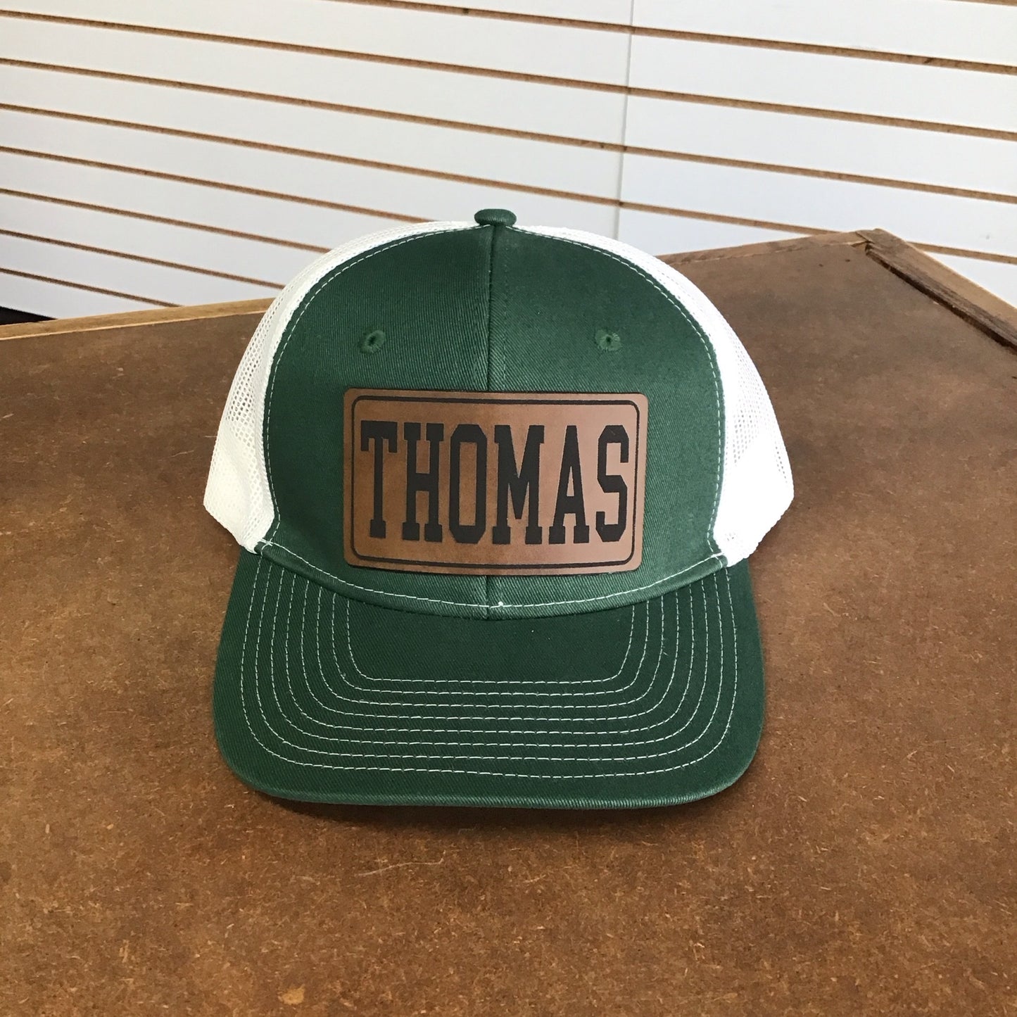 Green/White Square Thomas Leather