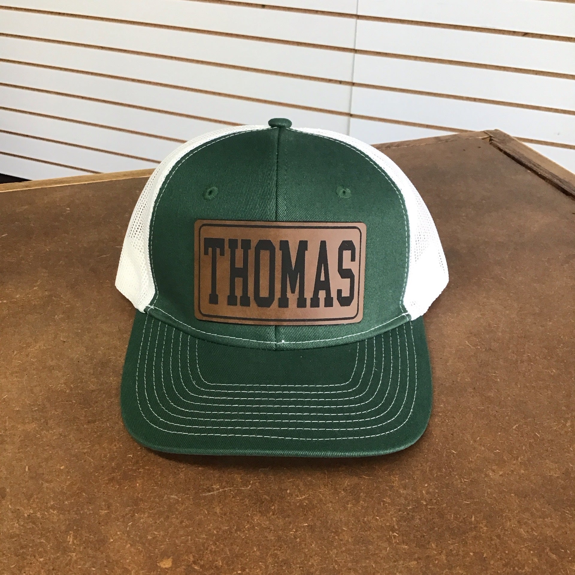 Green/White Square Thomas Leather